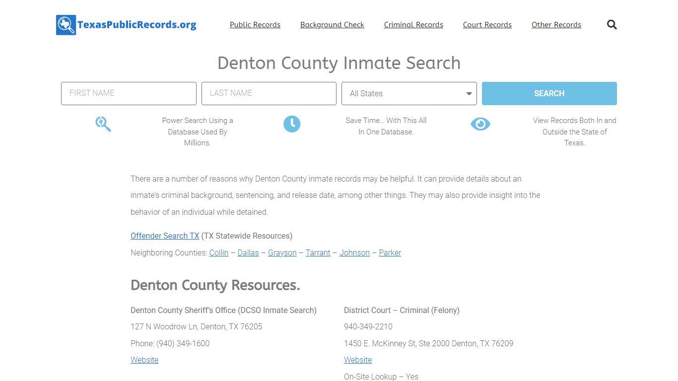 Denton County Inmate Search - DCSO Current & Past Jail Records